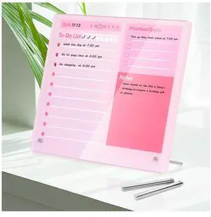 Desktop Thickened Acrylic Dry Erase Board to do List Planner Board,15.7"x11.8",Tabletop Whiteboard with Stand,Pink Office Supplie,Pink Dry Erase White Board for Office/Home/School Desktop Thickened Acrylic Dry Erase Board to do List Planner Board,15.7"x11.8",Tabletop Whiteboard with Stand,Pink Office Supplie,Pink Dry Erase White Board for Office/Home/School