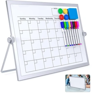 Dry Erase White Board,16X12IN Magnetic Desktop Whiteboard Calendar Whiteboard 8 Markers, 4 Magnets, 1 Eraser, Portable Double-Sided White Board Easel for Kids Memo to Do List Desk Dry Erase White Board,16X12IN Magnetic Desktop Whiteboard Calendar Whiteboard 8 Markers, 4 Magnets, 1 Eraser, Portable Double-Sided White Board Easel for Kids Memo to Do List Desk