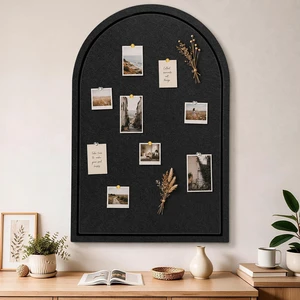 Arched Felt Bulletin Board, Sized 36" x 24" Cork Board Alternative Grooved Edge Foldable for Office & Wall, Foldable Picture Self-Adhesive Boards with Pins Hooks for Photo Display School Home, Black Arched Felt Bulletin Board, Sized 36" x 24" Cork Board Alternative Grooved Edge Foldable for Office & Wall, Foldable Picture Self-Adhesive Boards with Pins Hooks for Photo Display School Home, Black