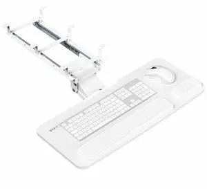 Premium White Under Desk 27 x 11 in Keyboard Tray, MOUNT-KB27P-W Deluxe Adjustable Computer Keyboard & Mouse Platform Tray, Ergonomic Under Table Desk Mount Drawer with Padding Premium White Under Desk 27 x 11 in Keyboard Tray, MOUNT-KB27P-W Deluxe Adjustable Computer Keyboard & Mouse Platform Tray, Ergonomic Under Table Desk Mount Drawer with Padding