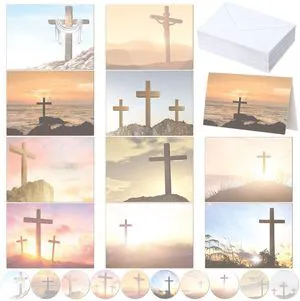 Blank Note Cards and Envelopes, 100 Pcs, Cross 10 Cross Designs for Religious Occasions, White Envelopes with Stickers, Perfect for Church Events, Thank You Notes Blank Note Cards and Envelopes, 100 Pcs, Cross 10 Cross Designs for Religious Occasions, White Envelopes with Stickers, Perfect for Church Events, Thank You Notes