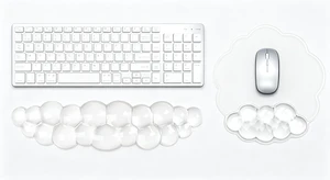 Mouse Pad with Wrist Rest, Soft Cloud Gel Keyboard Mouse Pad Set with Hand Wrist Support, Cute Non Slip Office Desk Accessories for Comfort/Pain Relief/Computer/Laptop (2Pc Clear Cloud) Mouse Pad with Wrist Rest, Soft Cloud Gel Keyboard Mouse Pad Set with Hand Wrist Support, Cute Non Slip Office Desk Accessories for Comfort/Pain Relief/Computer/Laptop (2Pc Clear Cloud)