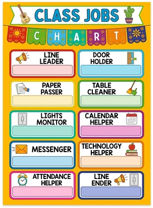 Classroom Jobs Chart Poster - 11.2'' x 16.5'' Waterproof Class Jobs Educational Tool for Bulletin Board Decor Preschool Elementary Back to School Teacher Supplies Classroom Jobs Chart Poster - 11.2'' x 16.5'' Waterproof Class Jobs Educational Tool for Bulletin Board Decor Preschool Elementary Back to School Teacher Supplies