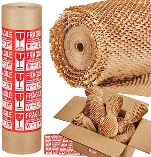 Honeycomb Packing Paper, 15" x 200' Packing Wrap Roll for Packing Recyclable Honeycomb Packing Paper For Moving W/ Cushion Protection, Gift Wrapping Paper W/ 20 Fragile Sticker Labels Honeycomb Packing Paper, 15" x 200' Packing Wrap Roll for Packing Recyclable Honeycomb Packing Paper For Moving W/ Cushion Protection, Gift Wrapping Paper W/ 20 Fragile Sticker Labels