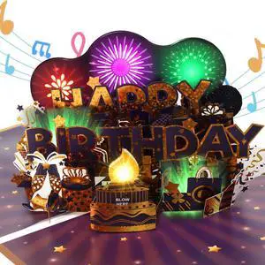 Birthday Cards, Pop up Birthday Card w Music, Firework Light for Men, Women Musical Birthday Cards, 3D Singing Happy Birthday Card/Gift for Son, Grandson, Dad, Husband, Boys, Girls Birthday Cards, Pop up Birthday Card w Music, Firework Light for Men, Women Musical Birthday Cards, 3D Singing Happy Birthday Card/Gift for Son, Grandson, Dad, Husband, Boys, Girls