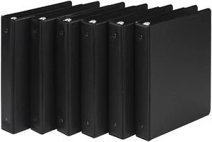 Economy 1 Inch Mini 3 Ring Binder, Round Ring Binder, Holds 5.5 x 8.5 Inch Documents, 1" Storage, 6-Pack, Black Economy 1 Inch Mini 3 Ring Binder, Round Ring Binder, Holds 5.5 x 8.5 Inch Documents, 1" Storage, 6-Pack, Black