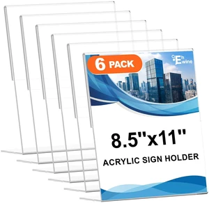 6 Pack 8.5 x 11 Acrylic Sign Holder, Clear Plastic Signs Display Stand, Vertical Slanted Back Paper Holder Stand up Table Top Sign Holders Flyer Stand Frames Suitable for Office Business Store 6 Pack 8.5 x 11 Acrylic Sign Holder, Clear Plastic Signs Display Stand, Vertical Slanted Back Paper Holder Stand up Table Top Sign Holders Flyer Stand Frames Suitable for Office Business Store