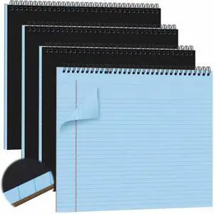 Landscape Legal Pad 11 x 9.5 College Ruled Top Spiral Horizontal Notebook 4 Blue Pads, 40 Sheets Each, Hole Punched Pages, Simple Color Coding for Classes, Projects, Meetings and Daily Note Taking Landscape Legal Pad 11 x 9.5 College Ruled Top Spiral Horizontal Notebook 4 Blue Pads, 40 Sheets Each, Hole Punched Pages, Simple Color Coding for Classes, Projects, Meetings and Daily Note Taking