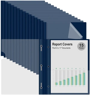 15 Packs Clear Front Report Covers with 3-Prong Fasteners Plastic Project Presentation Folders Resume Document Covers with Navy Blue Back for 8.5x11 Letter Size Paper for School Office Business 15 Packs Clear Front Report Covers with 3-Prong Fasteners Plastic Project Presentation Folders Resume Document Covers with Navy Blue Back for 8.5x11 Letter Size Paper for School Office Business