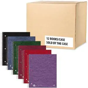 4 Subject Spiral Notebook, 12 Pack, 11" x 9", College Ruled, 200 Perforated Sheets, Assorted Eco Press Covers, 4 Double Storage Pockets, Made in USA 4 Subject Spiral Notebook, 12 Pack, 11" x 9", College Ruled, 200 Perforated Sheets, Assorted Eco Press Covers, 4 Double Storage Pockets, Made in USA