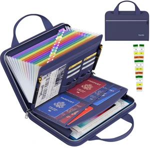 Fireproof Accordion File Organizer, Expanding File Folder, Blue 13 Pocket Colorful, Handle, Zipper & Labels, Multi-Pockets Paper Organizer, for Letter A4 Files, Home, Office, School Fireproof Accordion File Organizer, Expanding File Folder, Blue 13 Pocket Colorful, Handle, Zipper & Labels, Multi-Pockets Paper Organizer, for Letter A4 Files, Home, Office, School