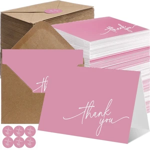 200 Pcs Thank You Cards with Envelopes Stickers, 3.5x5", Pink Folded Blank Thank You Notes Bulk, Kraft Envelopes and Stickers, for Wedding Business Graduation Baby Shower Bridal Shower 200 Pcs Thank You Cards with Envelopes Stickers, 3.5x5", Pink Folded Blank Thank You Notes Bulk, Kraft Envelopes and Stickers, for Wedding Business Graduation Baby Shower Bridal Shower