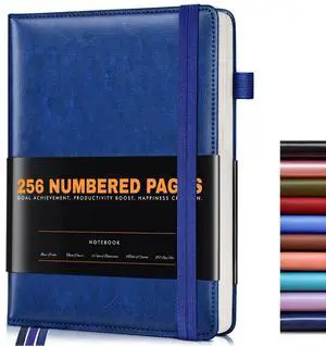 Lined Journal Notebook for Women Men, 256 Numbered Pages Hardcover Leather Journals for Writing, A5 Journaling Notebooks, College Ruled Journal for Business Work School 5.75" x 8.38" Navy Blue Lined Journal Notebook for Women Men, 256 Numbered Pages Hardcover Leather Journals for Writing, A5 Journaling Notebooks, College Ruled Journal for Business Work School 5.75" x 8.38" Navy Blue