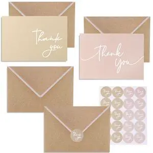 100 PK Bulk Thank You Cards with Envelopes - 5 x 3.5 Inches Wedding Cards Baby Shower Bridal Shower Personalized Thank You Notes for Small Business Graduation Funeral Birthday (2 colors) 100 PK Bulk Thank You Cards with Envelopes - 5 x 3.5 Inches Wedding Cards Baby Shower Bridal Shower Personalized Thank You Notes for Small Business Graduation Funeral Birthday (2 colors)