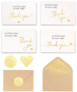 100 PK Luxurious Gold Thank You Cards with Envelopes Bulk - 5x3.5 Inches Wedding Thank You Notes Baby Shower Greenery Bridal Shower Small Business (WHITE) 100 PK Luxurious Gold Thank You Cards with Envelopes Bulk - 5x3.5 Inches Wedding Thank You Notes Baby Shower Greenery Bridal Shower Small Business (WHITE)