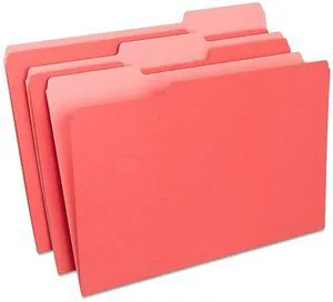 Colored File Folders, Legal Size, 3-Tab, Red, 100/Pack Durable paper stock for everyday office document organization and filing Colored File Folders, Legal Size, 3-Tab, Red, 100/Pack Durable paper stock for everyday office document organization and filing