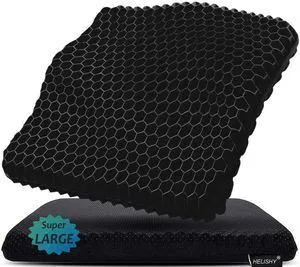 Gel Seat Cushion for Long Sitting, 19" x 18" Super Large & Thick Gel Cushion for Tailbone Pain Relief, Sciatica | Seat Cushion for Office Chairs, Car & Wheelchair | Cooling & Soft | Non-Slip Gel Seat Cushion for Long Sitting, 19" x 18" Super Large & Thick Gel Cushion for Tailbone Pain Relief, Sciatica | Seat Cushion for Office Chairs, Car & Wheelchair | Cooling & Soft | Non-Slip