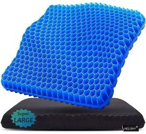 Gel Seat Cushion for Long Sitting, 19" x 18" Super Large & Thick Gel Cushion for Tailbone Pain Relief, Sciatica | Seat Cushion for Office Chairs, Car & Wheelchair | Cooling & Soft | Non-Slip Gel Seat Cushion for Long Sitting, 19" x 18" Super Large & Thick Gel Cushion for Tailbone Pain Relief, Sciatica | Seat Cushion for Office Chairs, Car & Wheelchair | Cooling & Soft | Non-Slip