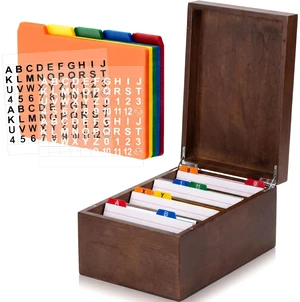 4 x 6 Inches Index Card Holder Set, Bamboo Organizer Box, Brown Holds 1200 Cards with 50 Index Card Organizer Dividers & 2 Sheets Alphabet Number Stickers for Office Home Kitchen Filing 4 x 6 Inches Index Card Holder Set, Bamboo Organizer Box, Brown Holds 1200 Cards with 50 Index Card Organizer Dividers & 2 Sheets Alphabet Number Stickers for Office Home Kitchen Filing