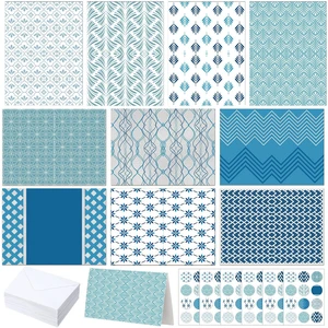 100 Pcs Blue Hue Floral Design Blank Greeting Cards 4x6, Geometric Silver Foil Blank Cards, 10 Designs, Great Stationary Set for All Occasions with Matching White Envelopes and Stickers 100 Pcs Blue Hue Floral Design Blank Greeting Cards 4x6, Geometric Silver Foil Blank Cards, 10 Designs, Great Stationary Set for All Occasions with Matching White Envelopes and Stickers