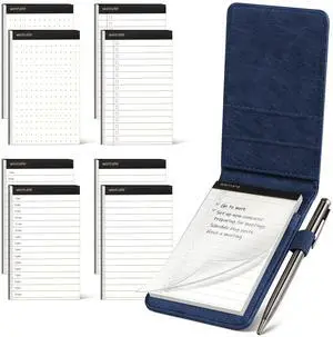 10 Pieces Small Notepad Holder Set Pocket Notebook Blue 3 x 5 Inch Included Mini Pocket Notepad Holder Set with 8 Memo Book Refills and Metal Pen for Meetings, Daily Records 10 Pieces Small Notepad Holder Set Pocket Notebook Blue 3 x 5 Inch Included Mini Pocket Notepad Holder Set with 8 Memo Book Refills and Metal Pen for Meetings, Daily Records