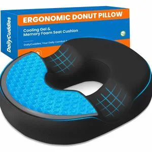 Donut Pillow Cooling Gel Memory Foam Cushion, XL, Black Relief for Tailbone Pain Hemorrhoids Pregnancy Sciatica, Machine Washable Cover, Non-Slip Base, Office Wheelchair Donut Pillow Cooling Gel Memory Foam Cushion, XL, Black Relief for Tailbone Pain Hemorrhoids Pregnancy Sciatica, Machine Washable Cover, Non-Slip Base, Office Wheelchair