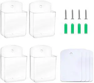 4 PCS Remote Control Holders Wall Mount, Self Adhesive TV Air Conditioner Remote Control Holder, Wall Mount Storage Box Organizer Wall Pen Holder Storage for Home Office School (Clear, 4) 4 PCS Remote Control Holders Wall Mount, Self Adhesive TV Air Conditioner Remote Control Holder, Wall Mount Storage Box Organizer Wall Pen Holder Storage for Home Office School (Clear, 4)