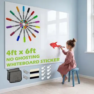 Whiteboard Sticker for Wall, 4x6ft White Board Paper, Super Sticky Dry Erase Wallpaper, Peel and Stick Dry Erase Board with 16 Markers, No Ghosting Whiteboard Paper for Home Office Classroom Whiteboard Sticker for Wall, 4x6ft White Board Paper, Super Sticky Dry Erase Wallpaper, Peel and Stick Dry Erase Board with 16 Markers, No Ghosting Whiteboard Paper for Home Office Classroom