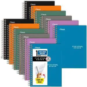 Personal Spiral Notebooks, 12 Pack, 1 Subject, College Ruled Paper, 7" x 4-3/8", Small Size, 100 Sheets, Amethyst Purple, Sedona Orange, Seaglass Green, Tidewater Blue, Gray, Black (38029) Personal Spiral Notebooks, 12 Pack, 1 Subject, College Ruled Paper, 7" x 4-3/8", Small Size, 100 Sheets, Amethyst Purple, Sedona Orange, Seaglass Green, Tidewater Blue, Gray, Black (38029)