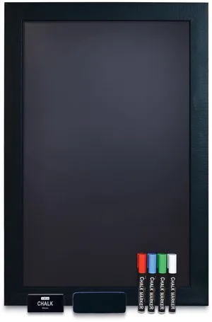 Magnetic Wall Chalkboard, Extra Large Size 20" x 30", Wood Frame, Chalkboard Sign, Vertical or Horizontal Wall Mount, Includes 4 Chalk Markers, Chalk & Eraser, by (Solid Black) Magnetic Wall Chalkboard, Extra Large Size 20" x 30", Wood Frame, Chalkboard Sign, Vertical or Horizontal Wall Mount, Includes 4 Chalk Markers, Chalk & Eraser, by (Solid Black)