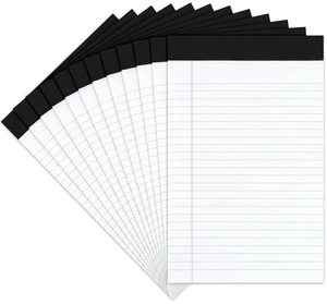 Legal Pads 8.5 x 11-50 Sheets Notepad, 12 Pack White Lined Notepads White Lined Notepads 8.5 x 11 Wide Ruled, Perforated Writing Pads Letter Size for Office, School, College Legal Pads 8.5 x 11-50 Sheets Notepad, 12 Pack White Lined Notepads White Lined Notepads 8.5 x 11 Wide Ruled, Perforated Writing Pads Letter Size for Office, School, College