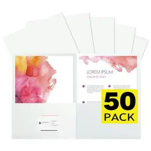 50Pcs White Folders with Pockets and Business Card Holder,2 Pocket Folders for School,Home or Office,Durable Heavy Duty File Folders 50Pcs White Folders with Pockets and Business Card Holder,2 Pocket Folders for School,Home or Office,Durable Heavy Duty File Folders