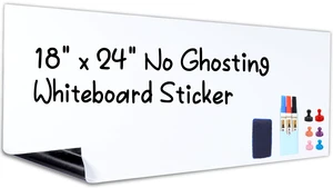 White Board Dry Erase, 18" x 24" Self-Adhesive Sticker, No Ghosting Transform Any Wall into Dry Erase Surface, Peel and Stick, Attach Magnets to Hold Notes, Includes Markers, Eraser and Magnets White Board Dry Erase, 18" x 24" Self-Adhesive Sticker, No Ghosting Transform Any Wall into Dry Erase Surface, Peel and Stick, Attach Magnets to Hold Notes, Includes Markers, Eraser and Magnets