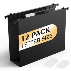 Extra Capacity Plastic Hanging File Folders,12 Pack Reinforced Hang Folders,Heavy Duty 2 Inch Expansion,Plastic Filing Cabinet Folders,Letter Size,Designed for Bulk Files, Medical Charts,Black Extra Capacity Plastic Hanging File Folders,12 Pack Reinforced Hang Folders,Heavy Duty 2 Inch Expansion,Plastic Filing Cabinet Folders,Letter Size,Designed for Bulk Files, Medical Charts,Black