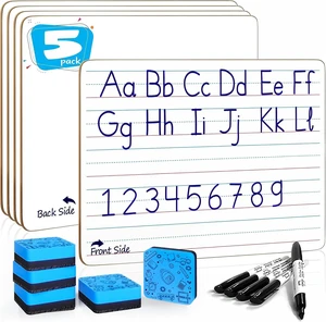 Lined Dry Erase Boards with Markers and Eraser 5 Pack, 9x12 Ruled Practice Surface, Markers And Erasers Included, No Ghosting Or Staining, Great For Homeschool And Classroom Use Lined Dry Erase Boards with Markers and Eraser 5 Pack, 9x12 Ruled Practice Surface, Markers And Erasers Included, No Ghosting Or Staining, Great For Homeschool And Classroom Use
