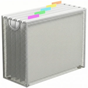 Letter-Size Hanging File Organizer (Silver, with 5 Grey Folders) File Holder Filing Box for Desk, Metal Mesh Desk File Folder Storage for Office(No Assembly Required) Letter-Size Hanging File Organizer (Silver, with 5 Grey Folders) File Holder Filing Box for Desk, Metal Mesh Desk File Folder Storage for Office(No Assembly Required)