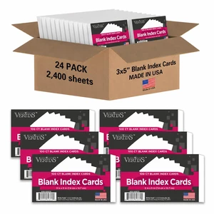 3x5 Blank Index Cards, 2400 Count Bulk Pack, Heavyweight Flash Cards and Notecards for Studying, Classroom, Home and Office, 24 Packs of 100, Made in USA 3x5 Blank Index Cards, 2400 Count Bulk Pack, Heavyweight Flash Cards and Notecards for Studying, Classroom, Home and Office, 24 Packs of 100, Made in USA