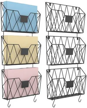 Wall File Organizer Mesh Hanging Wall Files Holder 6 Pack, Black Hanging Wire Magazine Rack, Mail Holder with Hooks, Office Wall Organizer, For Papers Folders Files Clipboard Wall File Organizer Mesh Hanging Wall Files Holder 6 Pack, Black Hanging Wire Magazine Rack, Mail Holder with Hooks, Office Wall Organizer, For Papers Folders Files Clipboard