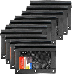 Black 3-Ring Pencil Pouch with Mesh Window, 10-Pack Clear mesh window and a zipper closure for pens, Pencils, Supplies, Bulk pack Black 3-Ring Pencil Pouch with Mesh Window, 10-Pack Clear mesh window and a zipper closure for pens, Pencils, Supplies, Bulk pack