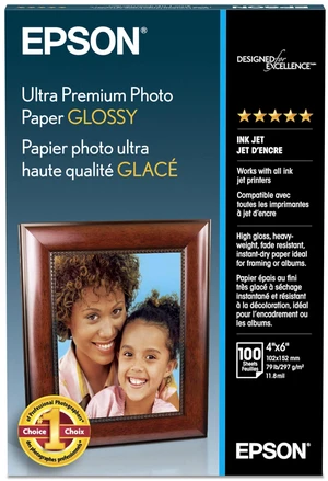 Ultra premium Photo Paper Glossy 4x6 100 sheets S042174 's heaviest consumer glossy paper delivers professional-quality, long-lasting photos worthy of framing Ultra premium Photo Paper Glossy 4x6 100 sheets S042174 's heaviest consumer glossy paper delivers professional-quality, long-lasting photos worthy of framing