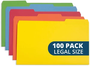 100 File Folders, Legal Size, 1/3 Cut Tab, Assorted Durable 11pt Uncoated Paper, 1/3 Cut Top Tab, Assorted Tab Positions, for Office, School, and Home Filing 100 File Folders, Legal Size, 1/3 Cut Tab, Assorted Durable 11pt Uncoated Paper, 1/3 Cut Top Tab, Assorted Tab Positions, for Office, School, and Home Filing