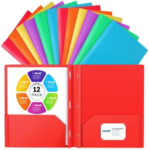 12 Folders with Pockets and Prongs, 2 Pocket 3 Prong Folder, Plastic Folder 12 Pack, 6 Bright Colors, Business Card Holder, Heavy Duty File Folders, for Documents, Business, Office, School Supplies 12 Folders with Pockets and Prongs, 2 Pocket 3 Prong Folder, Plastic Folder 12 Pack, 6 Bright Colors, Business Card Holder, Heavy Duty File Folders, for Documents, Business, Office, School Supplies