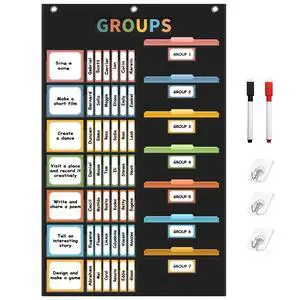 Boho Small Group Management Pocket Chart with 114 Cards, Large Size 46 x 26.3 inch Classroom Small Group Organizer for School Teacher Homeschool Learning Supplies (Black) Boho Small Group Management Pocket Chart with 114 Cards, Large Size 46 x 26.3 inch Classroom Small Group Organizer for School Teacher Homeschool Learning Supplies (Black)