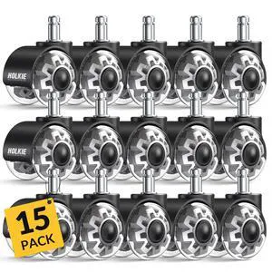Office Chair Wheels Set of 15 Replacement 2 Inch Dual Casters - Universal Fit 11mm Rubber Smooth Quiet Rolling Casters - for Hardwood Floors Carpet Computer Grey Office Chair Wheels Set of 15 Replacement 2 Inch Dual Casters - Universal Fit 11mm Rubber Smooth Quiet Rolling Casters - for Hardwood Floors Carpet Computer Grey