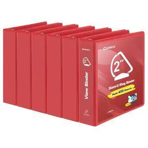 Sturdy 2 Inch Slant-D Ring 3 Ring Binder with Clear View Cover 2"Heavy Duty Slant-D Ring,PVC-Free 2.4mm Board,Holds 225 Letter Sheets,Commercial Bulk for Corporate Offices,6 Pack (Red) Sturdy 2 Inch Slant-D Ring 3 Ring Binder with Clear View Cover 2"Heavy Duty Slant-D Ring,PVC-Free 2.4mm Board,Holds 225 Letter Sheets,Commercial Bulk for Corporate Offices,6 Pack (Red)