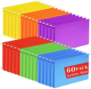 60 Pack Hanging File Folders with 1/5-Cut Tabs, Letter Size Hanging Folders with 1 Inch Expansion, Ideal for Offices, Home and Classrooms Organization 60 Pack Hanging File Folders with 1/5-Cut Tabs, Letter Size Hanging Folders with 1 Inch Expansion, Ideal for Offices, Home and Classrooms Organization