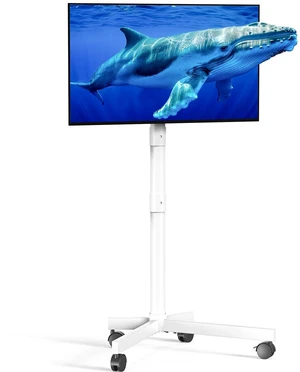 Rolling TV Stand for 20-60 Inch LCD LED Flat/Curved TVs/Screens 2 Height Adjustable Mobile TV Floor Stand with Locking Wheels up to 88Lbs, Outdoor Tilt TV Cart Max VESA 400x400mm, White Rolling TV Stand for 20-60 Inch LCD LED Flat/Curved TVs/Screens 2 Height Adjustable Mobile TV Floor Stand with Locking Wheels up to 88Lbs, Outdoor Tilt TV Cart Max VESA 400x400mm, White