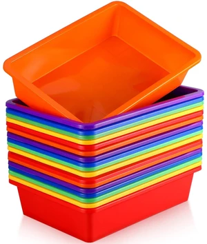18 Pcs Flat Storage Organizer Bins Paper Tray Classroom,Colorful Plastic Baskets, Letter Size, for Art Pencil Book Organization, for School Office Teacher 18 Pcs Flat Storage Organizer Bins Paper Tray Classroom,Colorful Plastic Baskets, Letter Size, for Art Pencil Book Organization, for School Office Teacher