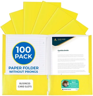 100 Pack Yellow 2 Pocket Paper Folders. Heavy Duty, Bulk Folders with Pockets and Business Card Slots. Colored Letter Size Document Organizers. Durable Portfolio for School, College, Office Files 100 Pack Yellow 2 Pocket Paper Folders. Heavy Duty, Bulk Folders with Pockets and Business Card Slots. Colored Letter Size Document Organizers. Durable Portfolio for School, College, Office Files