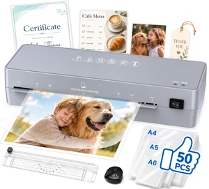 Laminator Machine 9-Inch - 5-in-1 Thermal Laminator Kit with 50 Laminating Sheets, Fast Warm-Up, Paper Trimmer & Corner Rounder for Photos, Documents, Home, School & Office Laminator Machine 9-Inch - 5-in-1 Thermal Laminator Kit with 50 Laminating Sheets, Fast Warm-Up, Paper Trimmer & Corner Rounder for Photos, Documents, Home, School & Office